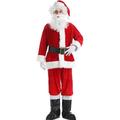 FairyHover Santa Claus Costume Deluxe Costume Santa Claus Men 8 Pieces Santa Claus Costume for Men Santa Claus Complete Dress Up Outfit for Adults A,4XL