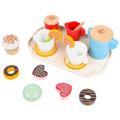 Alasum Wooden Tea Party Set Tea Time Toy with Dessert Tray Cake Kids Dessert Toys Pretend Play Toys Wooden Play Kitchen Accessories Sets for Kids Girls Boys