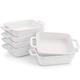 Foraineam 6 Pieces Bakeware Set, White Porcelain Souffle Dishes Creme Brulee Ramekins, 6-1/4 x 4-3/4 inch Rectangular Baking Pans with Double Handles