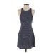 Billabong Casual Dress - Mini High Neck Sleeveless: Blue Print Dresses - Women's Size Small