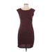 Ann Taylor LOFT Casual Dress - Sheath Scoop Neck Short sleeves: Burgundy Dresses - Women's Size Large Petite