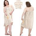 Xtinmee 2 Sets Plus Size Towel Wrap with Hair Drying Towel Adjustable Shower Wrap Lightweight Towel Dress Bath Towel Comfortable Women's Robes Absorbent Spa Bathrobe (Coffee Color)