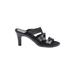 Aerosoles Mule/Clog: Slip On Chunky Heel Casual Black Print Shoes - Women's Size 7 - Open Toe