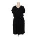 32 Degrees Casual Dress - Mini V Neck Short sleeves: Black Print Dresses - Women's Size X-Large