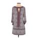 MICHAEL Michael Kors Casual Dress - Shift: Gray Aztec or Tribal Print Dresses - Women's Size P