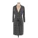 Ann Taylor Casual Dress - Wrap: Gray Marled Dresses - Women's Size 8