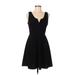 Row A Casual Dress - A-Line V Neck Sleeveless: Black Print Dresses - Women's Size Medium
