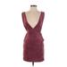 Endless Rose Casual Dress - Mini Plunge Sleeveless: Burgundy Solid Dresses - Women's Size X-Small