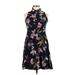 Ann Taylor Factory Cocktail Dress - Shirtdress High Neck Sleeveless: Black Print Dresses - Women's Size 6