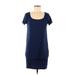 Susana Monaco Casual Dress - Shift Scoop Neck Short sleeves: Blue Print Dresses - Women's Size Medium