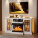 Latitude Run® TV Stand for TV up to 65" w/ Electric Fireplace Included Wood in Gray | 31.5 H x 59 W x 13.8 D in | Wayfair