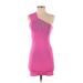 HERVE by Herve Leger Cocktail Dress - Mini One Shoulder Sleeveless: Pink Dresses - Women's Size Small