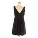 J.F.W. Just For Wraps Casual Dress - Mini: Black Solid Dresses - Women's Size Large