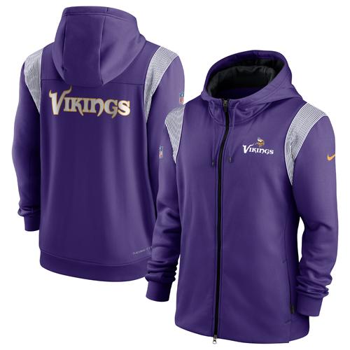 Lila Nike Minnesota Vikings Performance Sideline Lockup Hoodie mit durchgehendem Reißverschluss für Herren