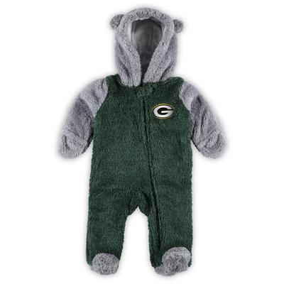 Grün/Grau Green Bay Packers Game Nap Teddy Fleece-Wimpel mit durchgehendem Reißverschluss für Neugeborene und Kleinkinder Image