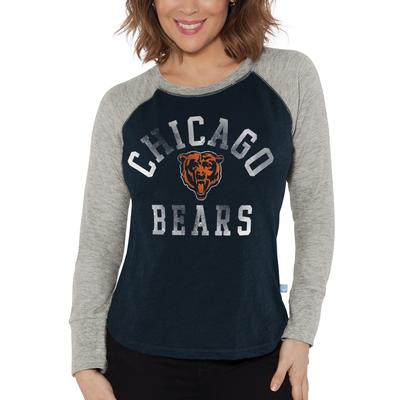 Damen-T-Shirt mit langen Ärmeln „G-III 4Her“ der Chicago Bears in Marineblau/Grau meliert mit Waffelstrick von Carl Banks Image