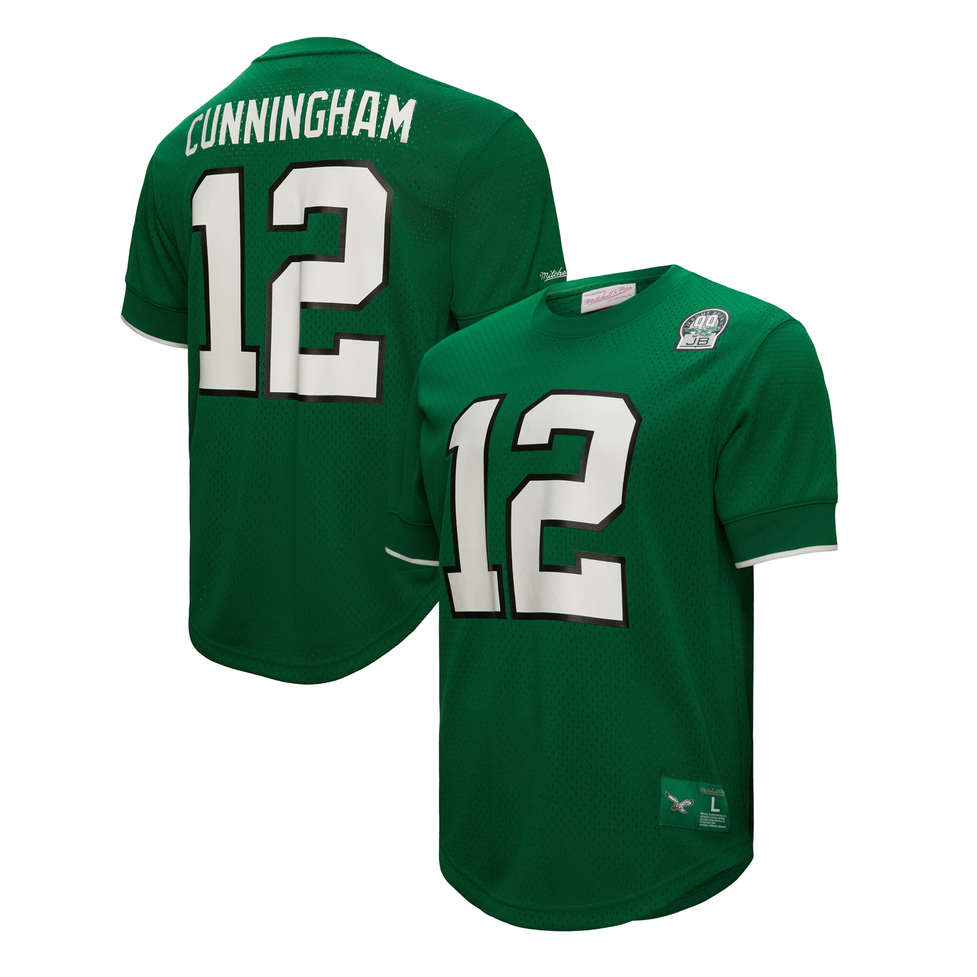 Mitchell & Ness Randall Cunningham Kelly Green Philadelphia Eagles-Mesh-Oberteil mit Name und Nummer des pensionierten Spielers für Herren Image
