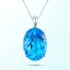 925 Sterling Silver Necklace Rhine Topaz Pendant Sapphire Necklace Glamour Jewelry for Women