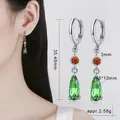 925 Sterling Silver Cubic Zirconia Emerald Earring Classic Elegant Hoop Earring Women's Party Gift