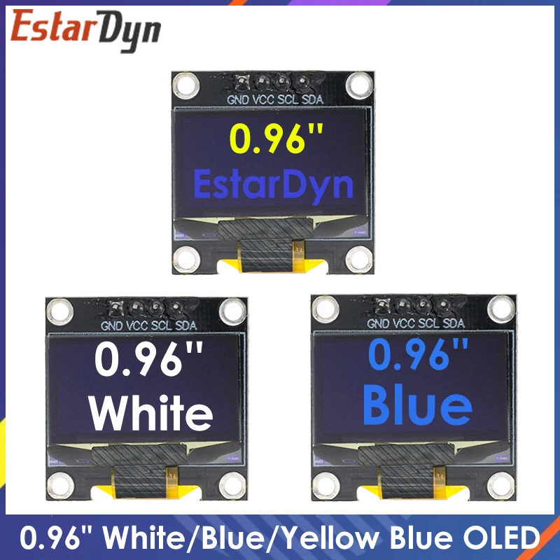 0,96 Zoll IIC SPI Seriell 7/4Pin Weiß/Blau/Gelb Blau/Gelb OLED-Anzeigemodul SSD1306 12864 LCD-Bildschirmplatine für Arduino Image