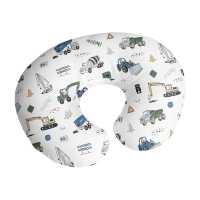 Sweet Jojo Designs Construction Truck Boy Nursing Breastfeeding Pillow Cover Case Pillow Not Included- Blue Green Transportation