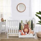 Sweet Jojo Designs Woodland Animals Boy Girl Gender Neutral 3p Nursery Crib Bedding Set Green Beige Watercolor Animal Brown Bear