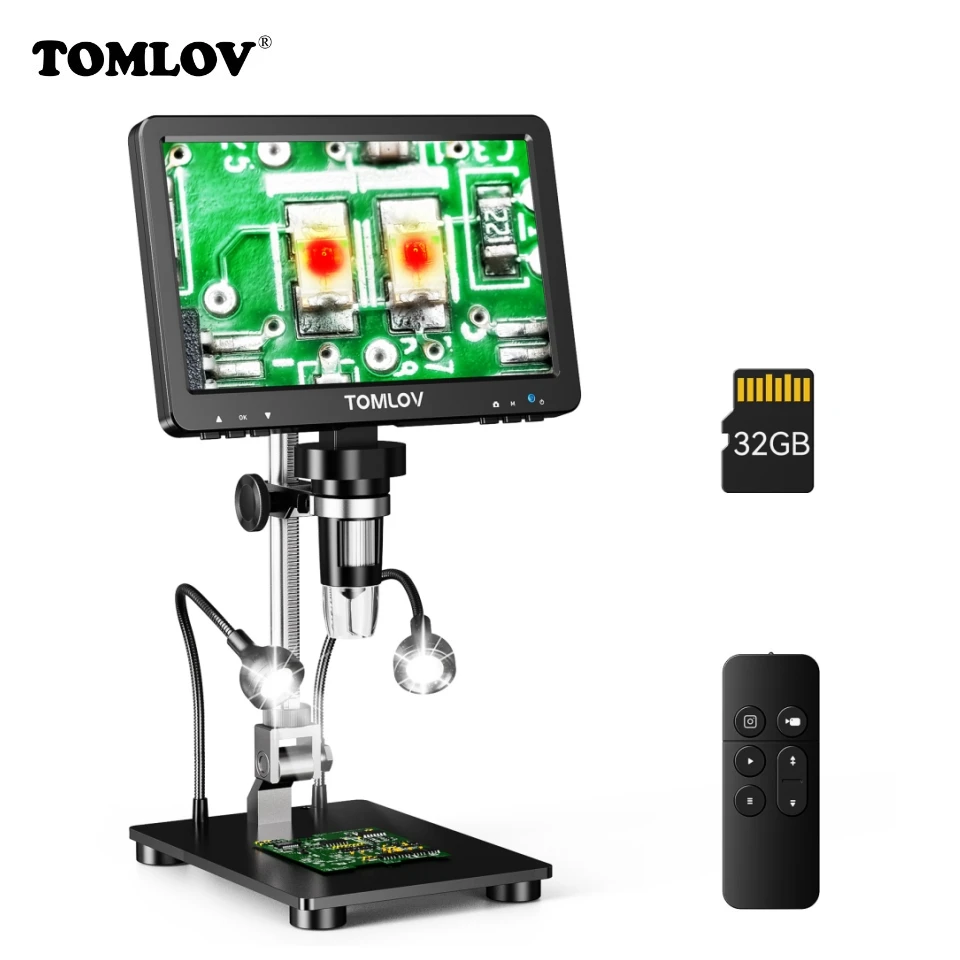 Tomlov mikroskop dm9 pro hdmi usb digital 7 ''ips bildschirm mikroskope 1200x 16mp profession elle elektronik löt mikroskop Image