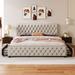 Upholstered Platform Bed Frame Button Tufted Headboard with Four Drawers,King