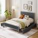 Full Size Linen Fabric Metal Upholstered Bed w/ 4 Drawers Storage Bed