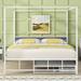 Queen Size Metal All-in-One White Canopy Platform Bed w/ Twin Size Trundle Bunk Upholstered Bed Frame & 3 Storage Drawers