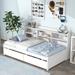 Twin Size Captain Storage Bed with 2 Storage Drawers, Platform Beds Wood Daybed with Side Bookcase for Kids, Boys, Girls & Teens