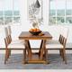 Dining Table Set for 4, Rustic 5-Piece Dining Room Set with 4 Upholstered Chairs, 59" Rectangular Dining Table, Walnut