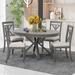 5 Piece Round Dining Table Set with Extendable Table & 4 Upholstered Chairs, Wood Kitchen Dining Table Chair Set for Dining Room