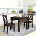 3-Piece Wood Drop Leaf Breakfast Nook Dining Table Set with 2 X-back Chairs for Small Places