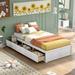 Concise Platform Storage Bed Frame with 3 Drawers for Twin Mattress, White