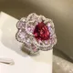 925 silber High Carbon Diamant Farbe Eis Blume Cut Öffnen Blume Ring Damen Geburtstag Cocktail Party