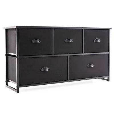 Costway Dresser Storage Tower with 5 Foldable Cloth Storage Cubes-Black