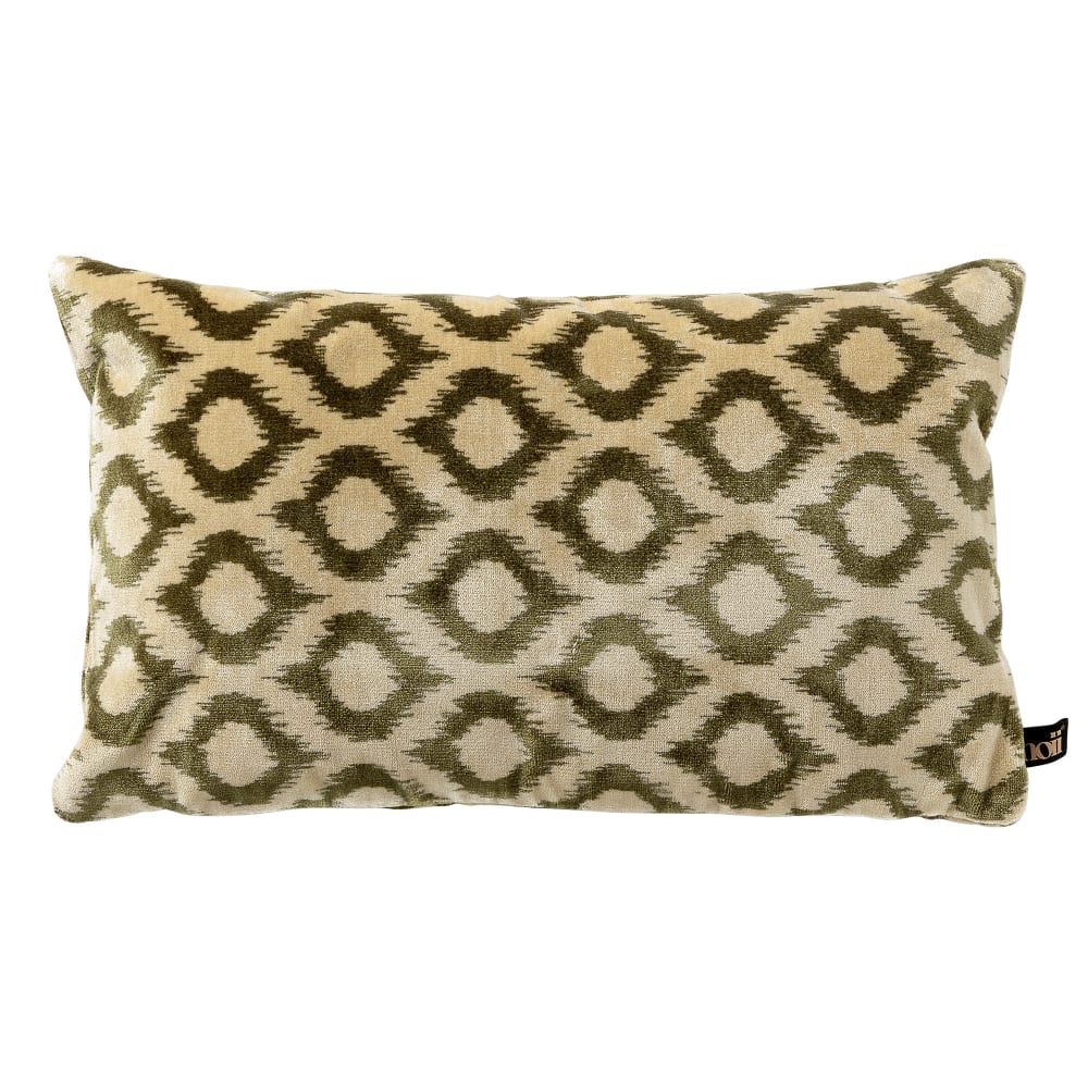 Coussin vert en velours 30x50 cm avec motif