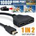 Retap 1080P HDMI Port HDMI Splitter Cable 1 Male to Dual HDMI 2 Female Splitter Cable Adapter Converter for DVD Players PS3 HDTV STB and Xbox Black