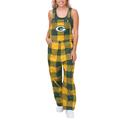 Women's FOCO Green Bay Packers Big Logo Plaid Overalls