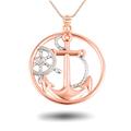 Nautical Anchor Rope Helm Mariner Circle Necklace in 9ct Rose Gold