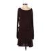 Bailey 44 Casual Dress - DropWaist Boatneck Long sleeves: Brown Print Dresses - Women's Size X-Small