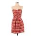 Alexia Admor Casual Dress - Mini Sweetheart Sleeveless: Red Plaid Dresses - Women's Size X-Small