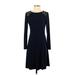 American Living Casual Dress - A-Line Crew Neck Long sleeves: Blue Print Dresses - Women's Size 4