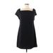 Charles Henry Casual Dress - Shift Square Short sleeves: Black Solid Dresses - Women's Size Medium