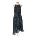 Q&A Casual Dress - Midi Crew Neck Sleeveless: Blue Dresses - Women's Size Medium