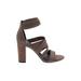 ASOS Heels: Slip-on Chunky Heel Bohemian Brown Solid Shoes - Women's Size 8 - Open Toe