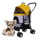 Pet Dog Strollers for Small Dogs, Dog Pram Travel Stroller Carrier Outdoor Buggy 4 Wheel Pet Cat Stroller Lightweight Folding Detachable Dog Pushchair for Small Dogs (Color : Yellow)