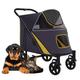 Pet Dog Stroller Carriage for Large Dogs, Large Dog Strollers Luxury Pram Premium Pet Pushchair 4 Wheel Pet Stroller for Cat, Dog and More, Foldable Carrier Strolling Cart (Color : Yellow)