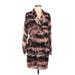 Molly Bracken Casual Dress V Neck 3/4 sleeves: Brown Tie-dye Dresses - Women's Size Large